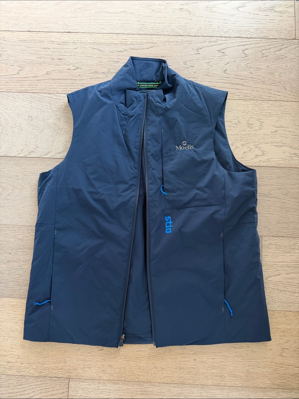 Stio Men's Blue Softshell Vest with Bright Blue Accents